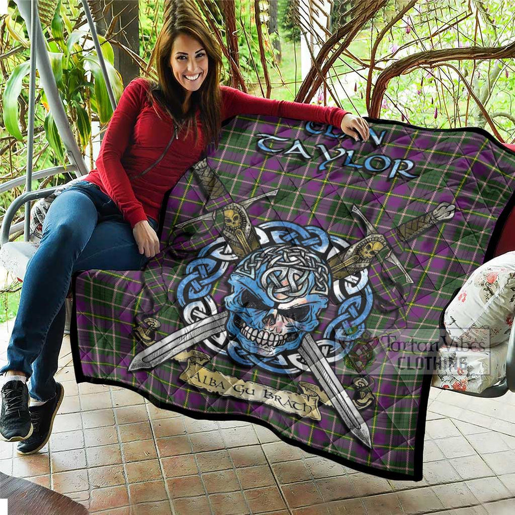 Tartan Vibes Clothing Taylor (Tailylour) Tartan Quilt with Celtic Skull Alba Gu Brath Style