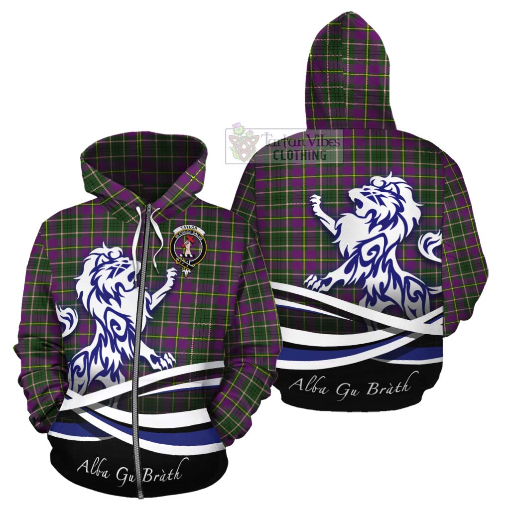 Tartan Vibes Clothing Taylor (Tailylour) Tartan Cotton Hoodie with Alba Gu Brath Regal Lion Emblem