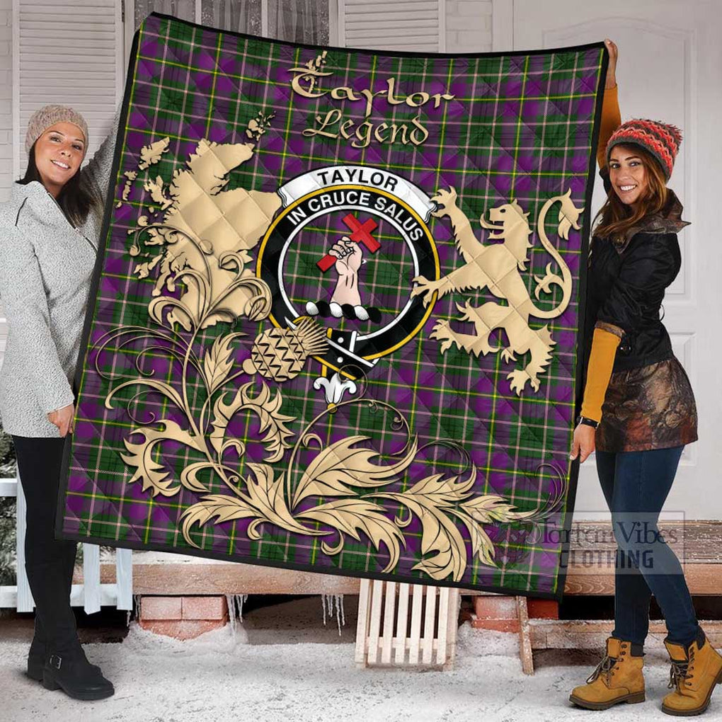 Tartan Vibes Clothing Taylor (Tailylour) Tartan Quilt with Family Crest and Scottish Symbol Style