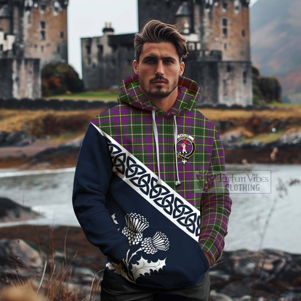 Tartan Vibes Clothing Taylor (Tailylour) Tartan Cotton Hoodie Featuring Thistle and Scotland Map