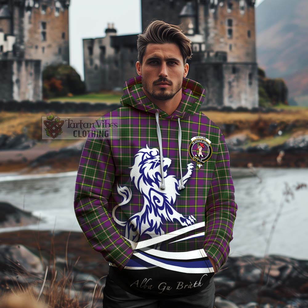 Tartan Vibes Clothing Taylor (Tailylour) Tartan Cotton Hoodie with Alba Gu Brath Regal Lion Emblem