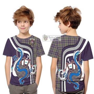 Taylor Weathered Tartan Kid T-Shirt with Epic Bagpipe Style