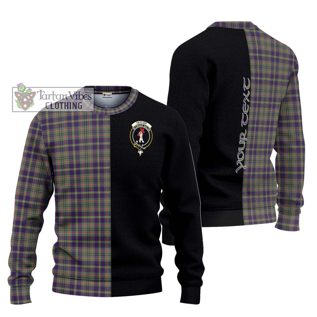 Taylor Weathered Tartan Knitted Sweater with Family Crest and Half Of Me Style Unisex - Tartanvibesclothing Shop