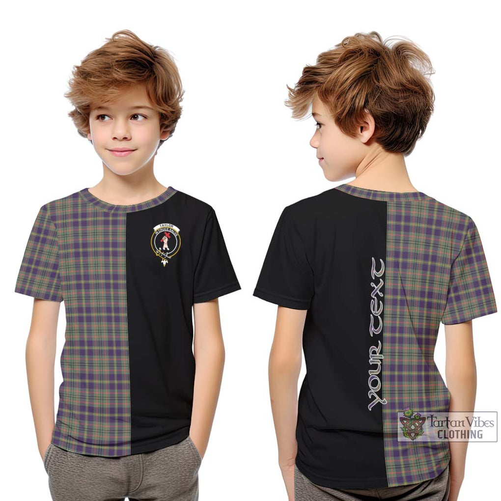 Taylor Weathered Tartan Kid T-Shirt with Family Crest and Half Of Me Style Youth XL Size14 - Tartanvibesclothing Shop