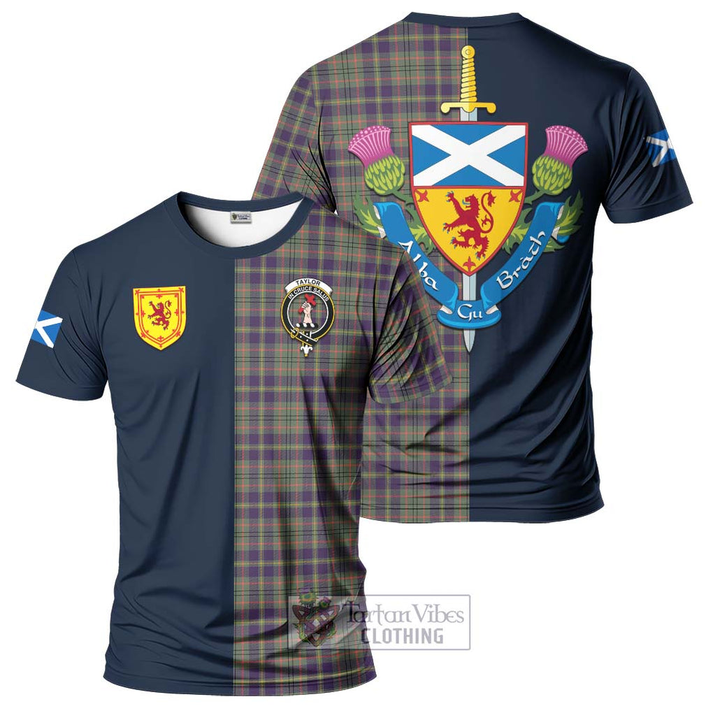 Tartan Vibes Clothing Taylor Weathered Tartan T-Shirt Alba with Scottish Lion Royal Arm Half Style