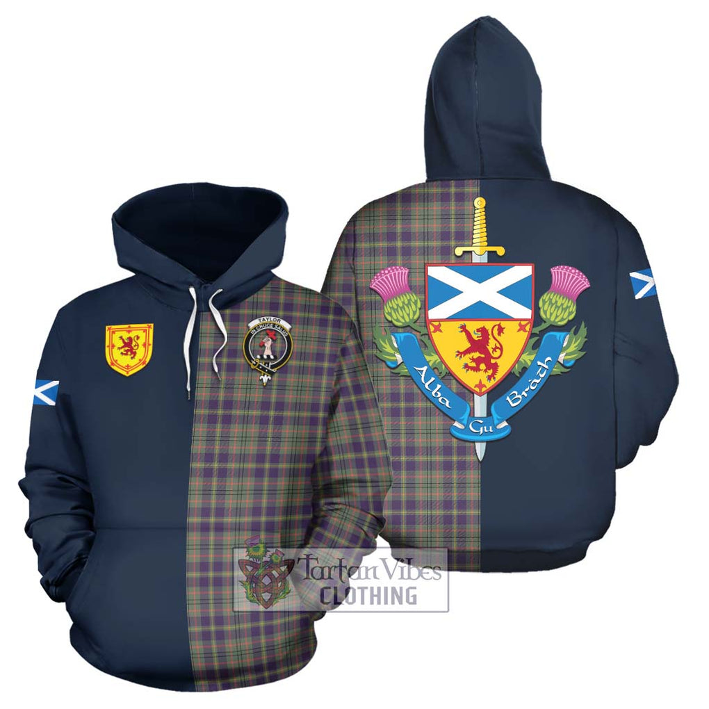 Tartan Vibes Clothing Taylor Weathered Tartan Hoodie with Scottish Lion Royal Arm Half Style