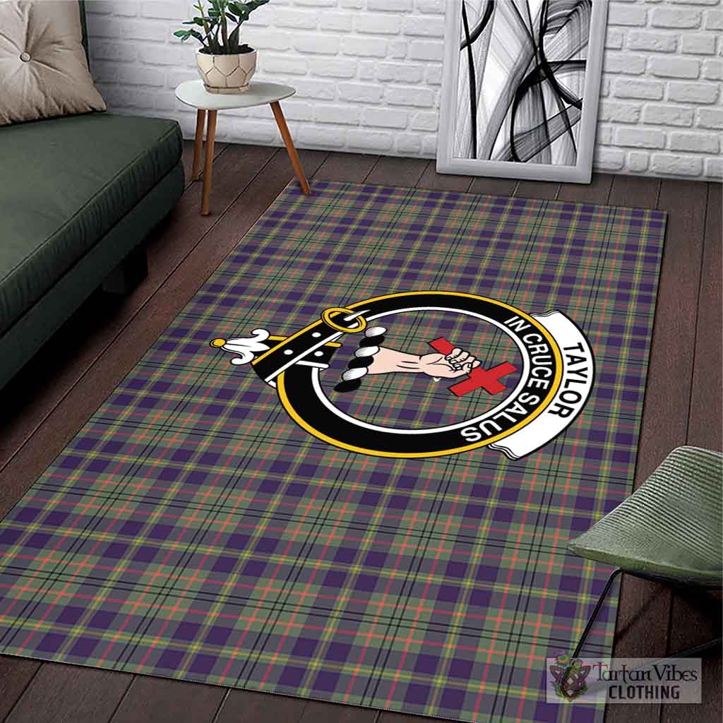 Tartan Vibes Clothing Taylor Weathered Tartan Area Rug with Family Crest