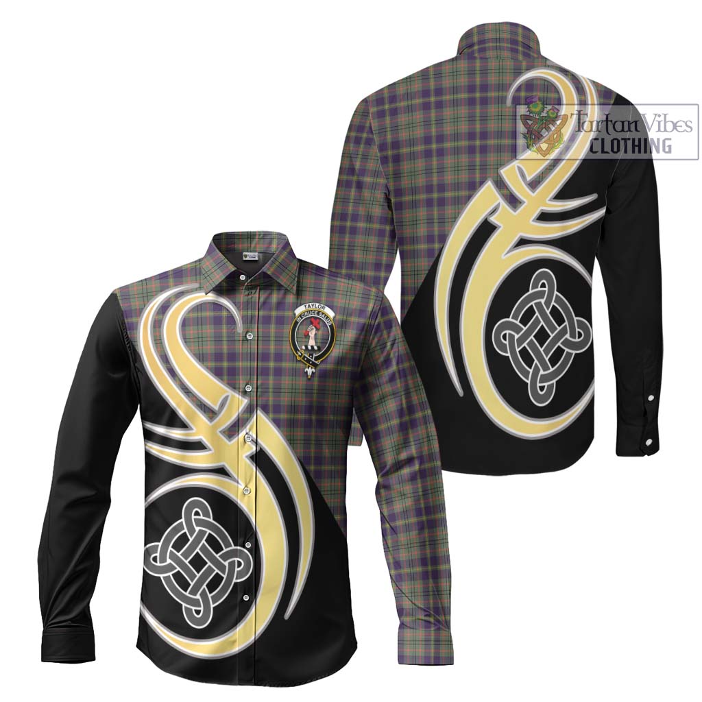 Taylor Weathered Tartan Long Sleeve Button Shirt with Family Crest and Celtic Symbol Style Men's Shirt S - Tartan Vibes Clothing