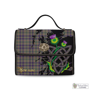 Taylor Weathered Tartan Waterproof Canvas Bag with Scotland Map and Thistle Celtic Accents