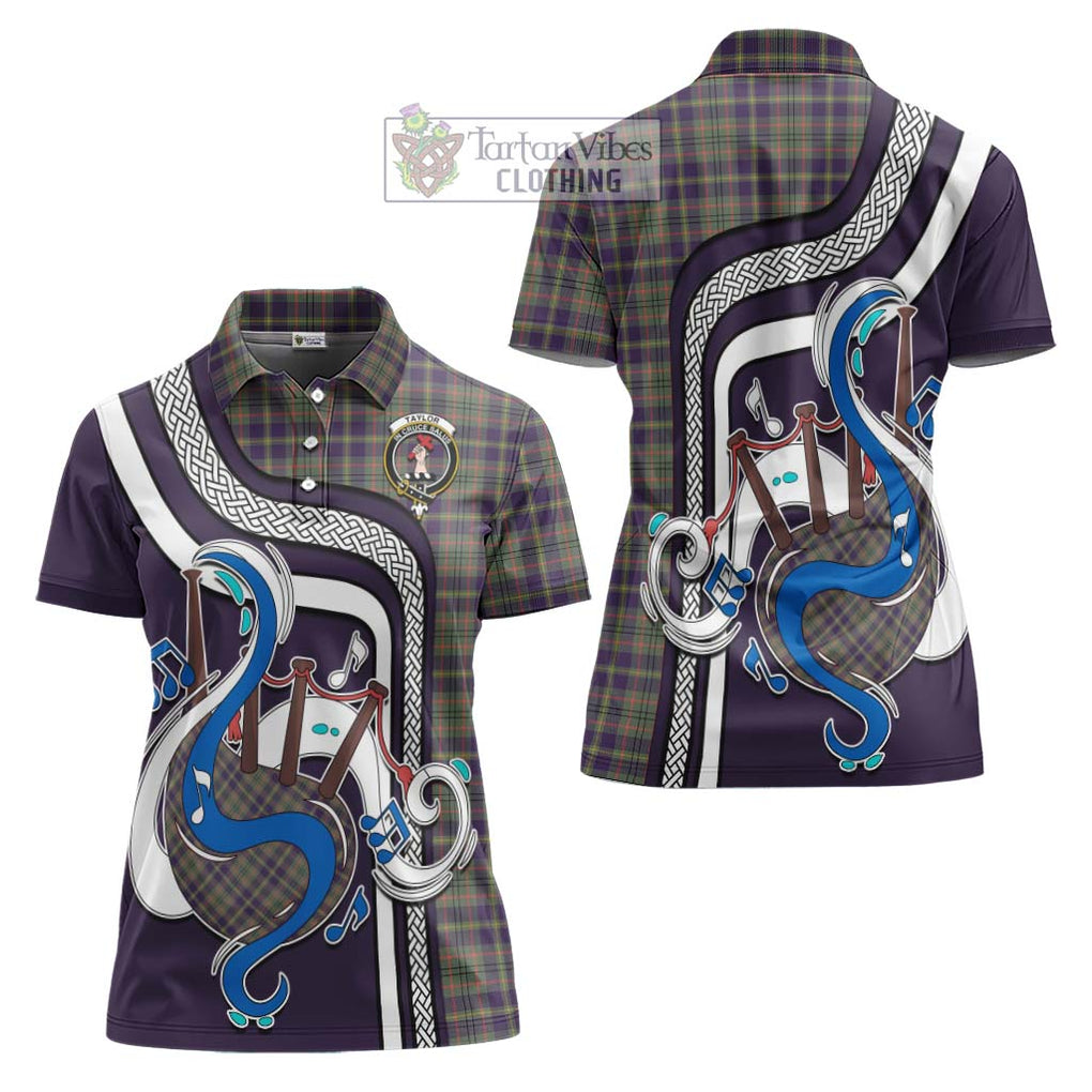 Taylor Weathered Tartan Women's Polo Shirt with Epic Bagpipe Style Women - Tartanvibesclothing Shop