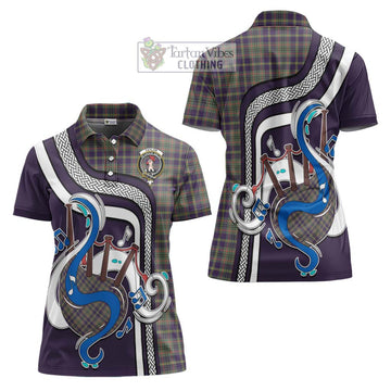 Taylor Weathered Tartan Women's Polo Shirt with Epic Bagpipe Style