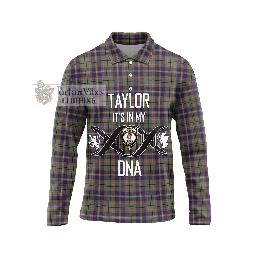 Taylor Weathered Tartan Long Sleeve Polo Shirt with Family Crest DNA In Me Style Unisex - Tartanvibesclothing Shop