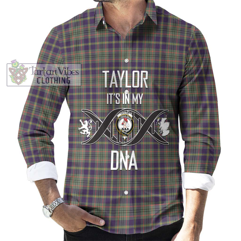 Taylor Weathered Tartan Long Sleeve Button Shirt with Family Crest DNA In Me Style Men's Shirt S - Tartanvibesclothing Shop