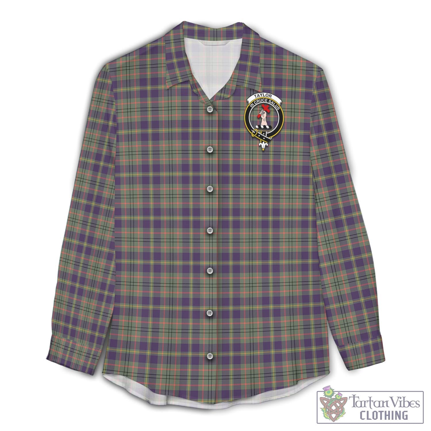 Tartan Vibes Clothing Taylor Weathered Tartan Womens Casual Shirt with Family Crest