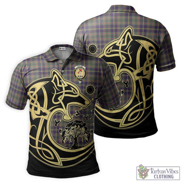 Taylor Weathered Tartan Polo Shirt with Family Crest Celtic Wolf Style