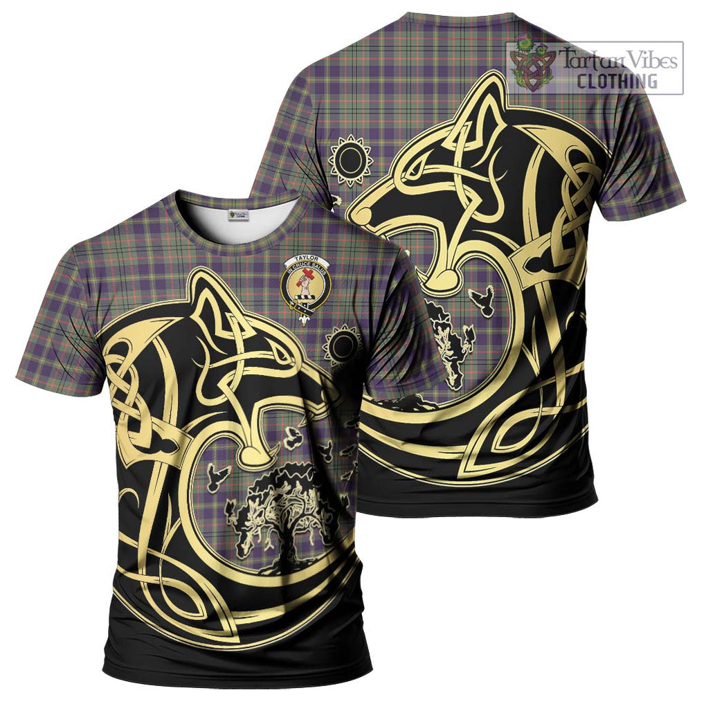 Taylor Weathered Tartan T-Shirt with Family Crest Celtic Wolf Style Kid's Shirt - Tartan Vibes Clothing