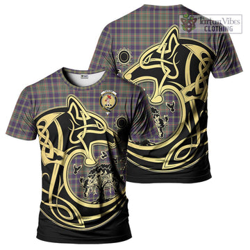 Taylor Weathered Tartan T-Shirt with Family Crest Celtic Wolf Style