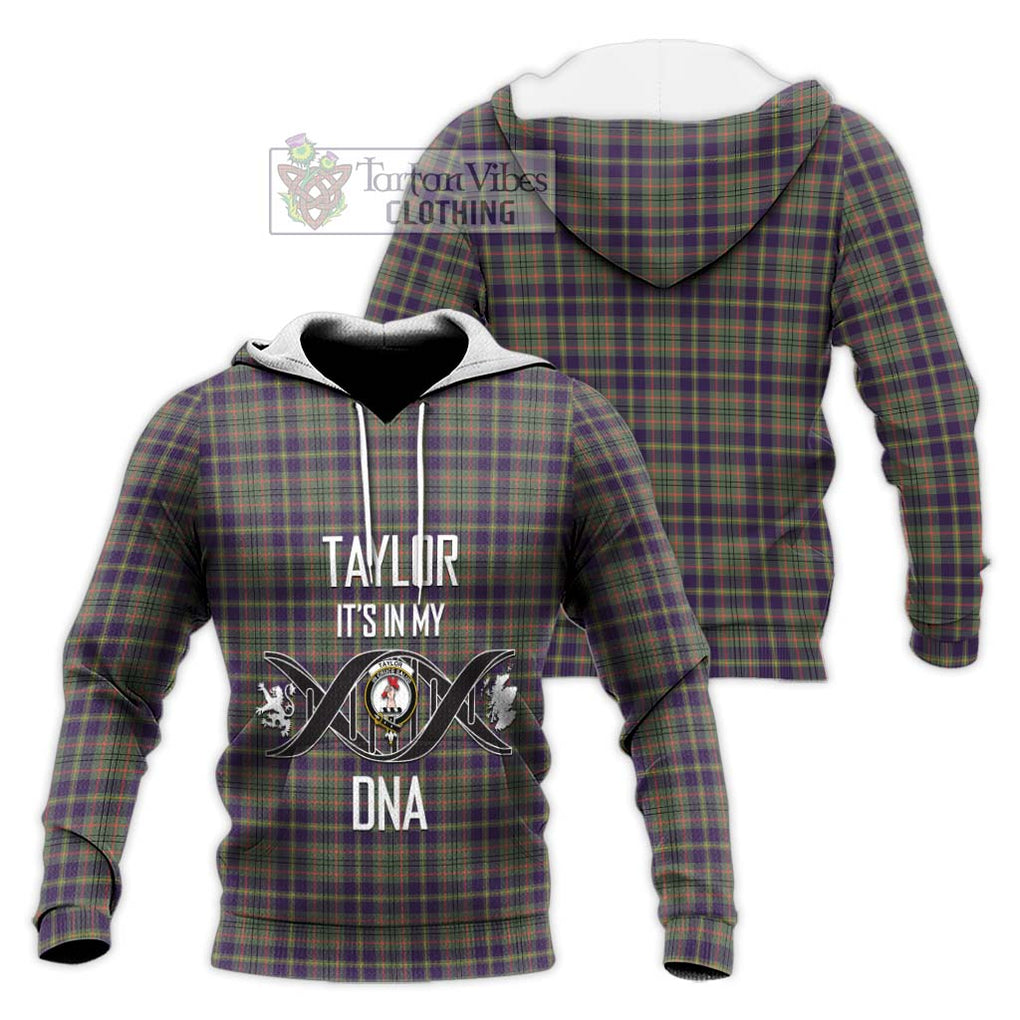 Taylor Weathered Tartan Knitted Hoodie with Family Crest DNA In Me Style Unisex Knitted Pullover Hoodie - Tartanvibesclothing Shop