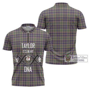 Taylor Weathered Tartan Zipper Polo Shirt with Family Crest DNA In Me Style