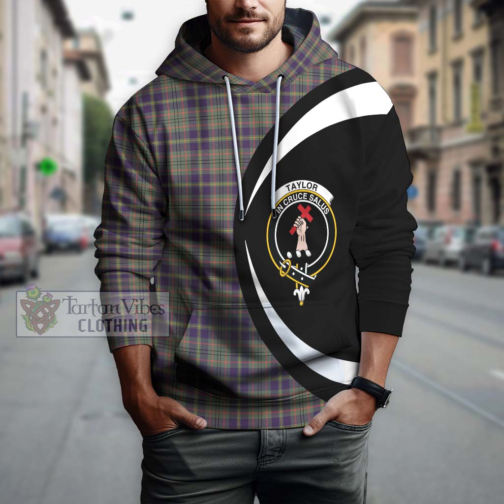 Taylor Weathered Tartan Hoodie with Family Crest Circle Style Zip Hoodie - Tartan Vibes Clothing