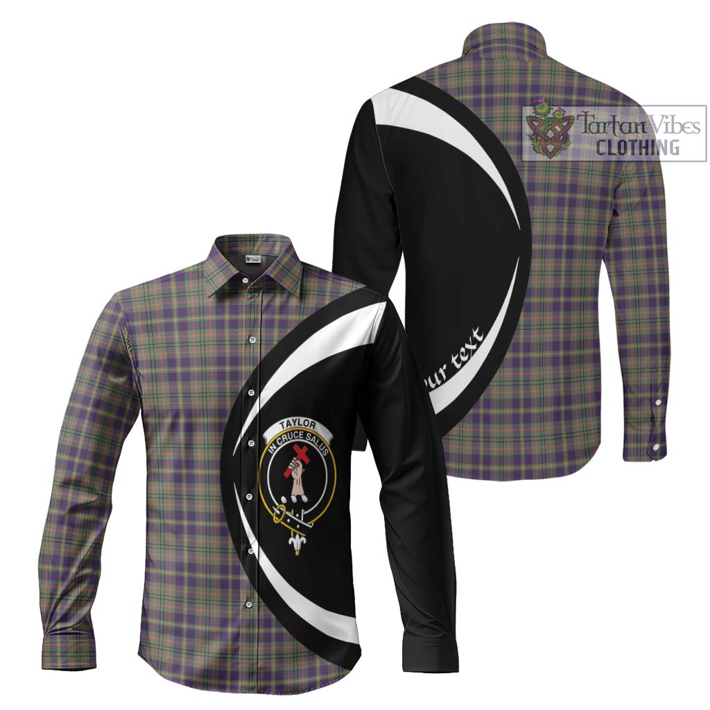 Taylor Weathered Tartan Long Sleeve Button Up with Family Crest Circle Style Men's Shirt S - Tartan Vibes Clothing