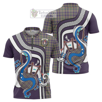 Taylor Weathered Tartan Zipper Polo Shirt with Epic Bagpipe Style