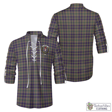 Taylor Weathered Tartan Men's Scottish Traditional Jacobite Ghillie Kilt Shirt with Family Crest