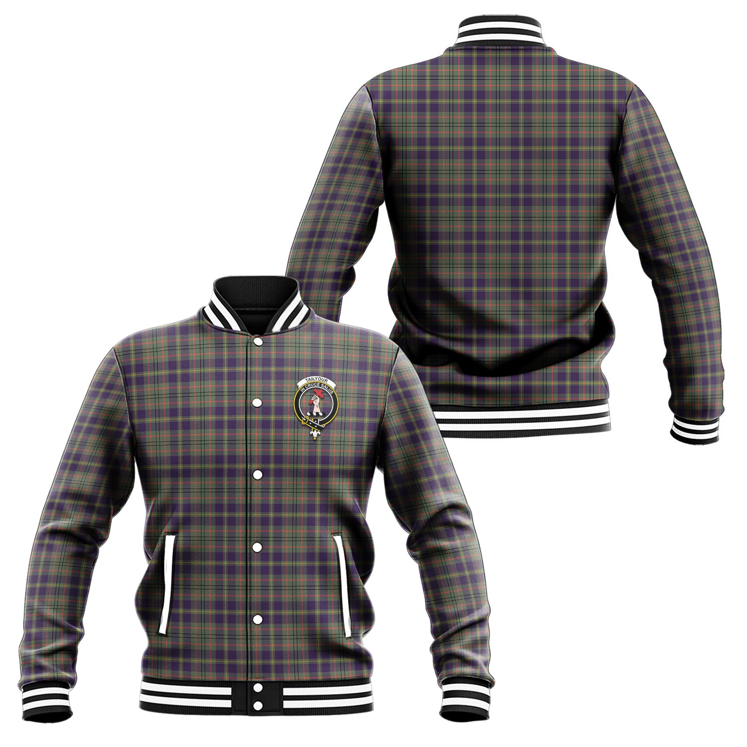 Taylor Weathered Tartan Baseball Jacket with Family Crest Unisex - Tartan Vibes Clothing