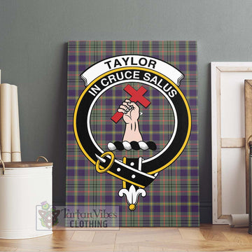 Taylor Weathered Tartan Canvas Print Wall Art with Family Crest