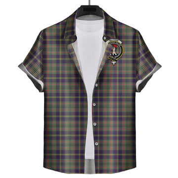 Taylor Weathered Tartan Short Sleeve Button Down Shirt with Family Crest