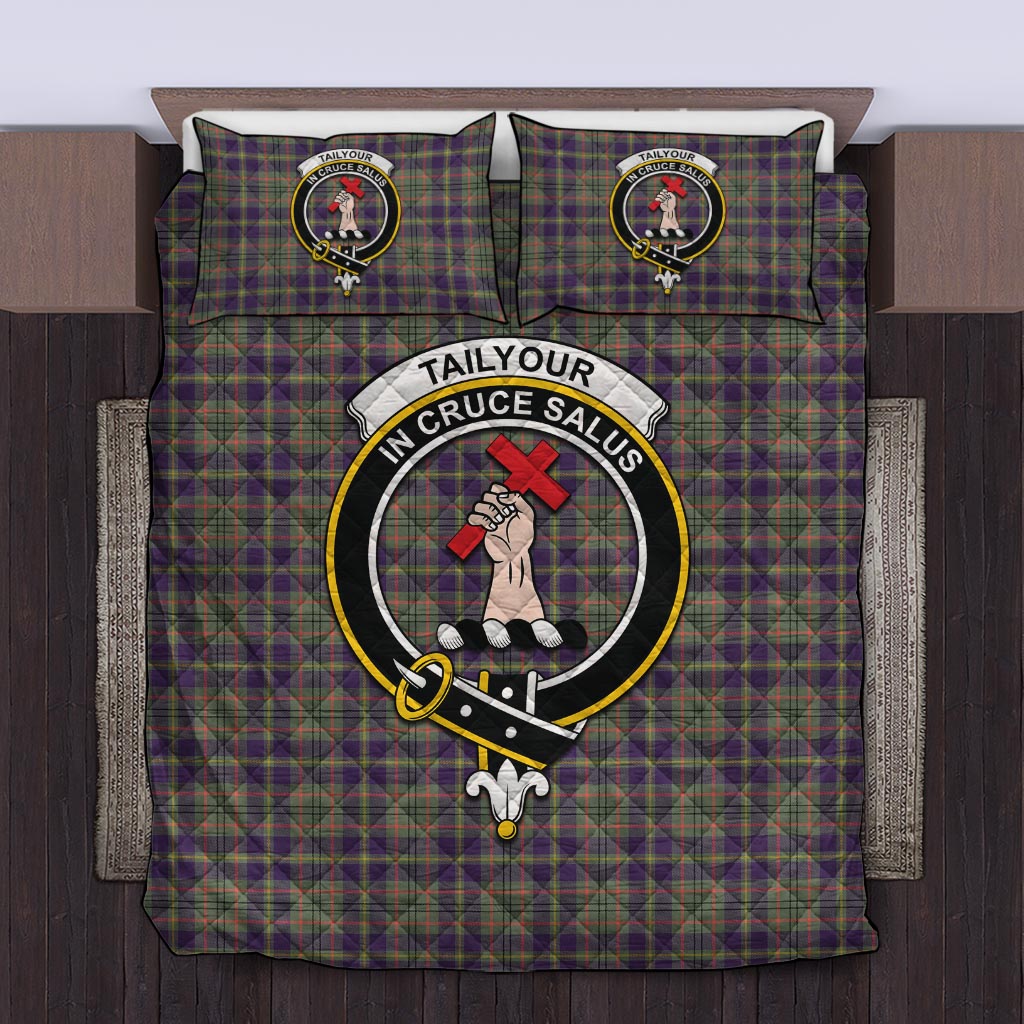 Taylor Weathered Tartan Quilt Bed Set with Family Crest Twin - Tartan Vibes Clothing