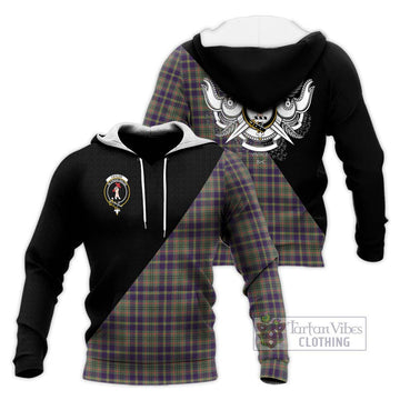 Taylor Weathered Tartan Knitted Hoodie with Family Crest and Military Logo Style