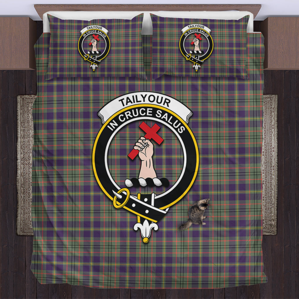 Taylor Weathered Tartan Bedding Set with Family Crest US Bedding Set - Tartan Vibes Clothing