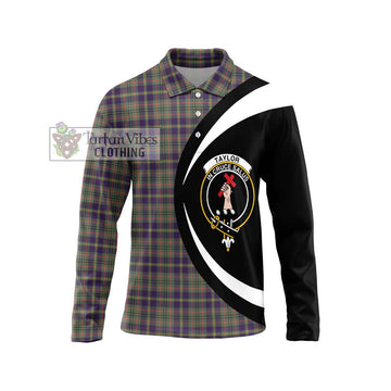 Taylor Weathered Tartan Long Sleeve Polo Shirt with Family Crest Circle Style