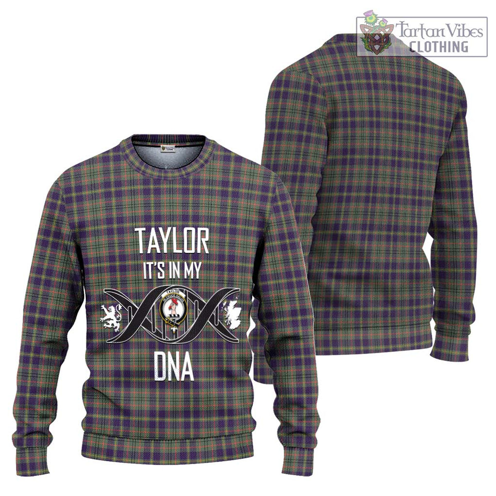 Taylor Weathered Tartan Knitted Sweater with Family Crest DNA In Me Style Unisex - Tartanvibesclothing Shop