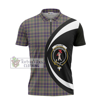 Taylor Weathered Tartan Zipper Polo Shirt with Family Crest Circle Style