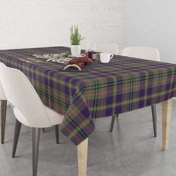 Taylor Weathered Tartan Tablecloth with Clan Crest and the Golden Sword of Courageous Legacy