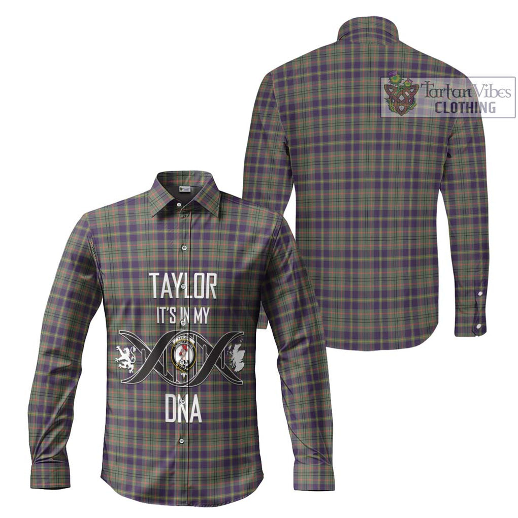 Taylor Weathered Tartan Long Sleeve Button Shirt with Family Crest DNA In Me Style Men's Shirt - Tartanvibesclothing Shop