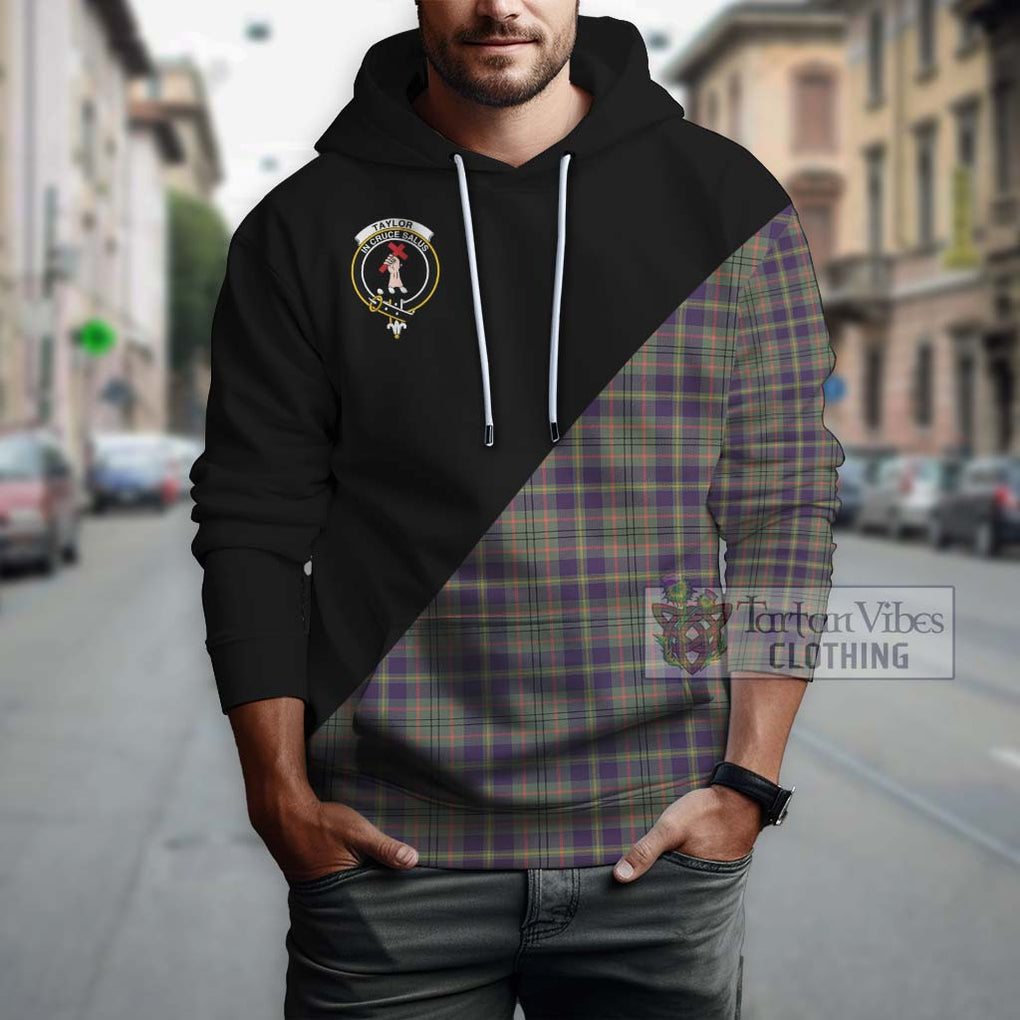 Taylor Weathered Tartan Hoodie with Family Crest and Military Logo Style - Tartanvibesclothing Shop