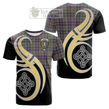 Taylor Weathered Tartan Cotton T-shirt with Family Crest and Celtic Symbol Style