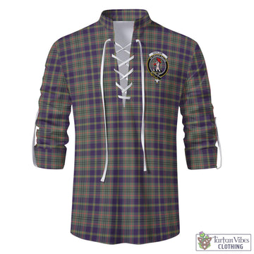 Taylor Weathered Tartan Men's Scottish Traditional Jacobite Ghillie Kilt Shirt with Family Crest