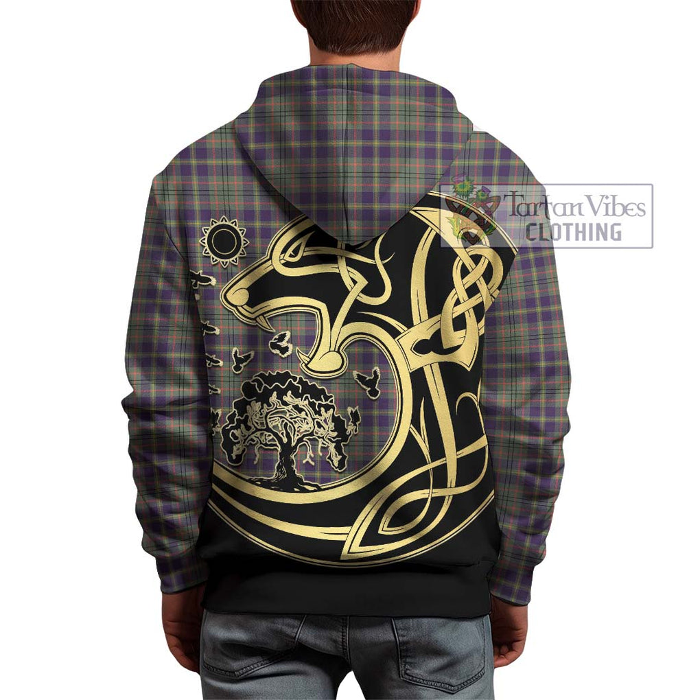 Taylor Weathered Tartan Hoodie with Family Crest Celtic Wolf Style - Tartan Vibes Clothing