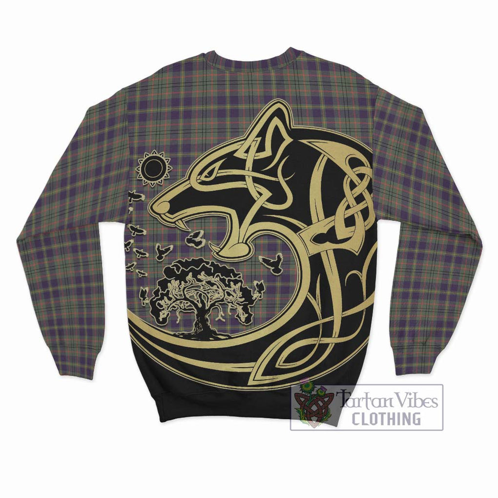 Taylor Weathered Tartan Sweatshirt with Family Crest Celtic Wolf Style - Tartan Vibes Clothing