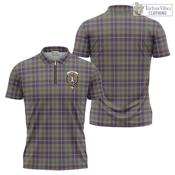 Taylor Weathered Tartan Zipper Polo Shirt with Family Crest