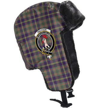 Taylor Weathered Tartan Winter Trapper Hat with Family Crest