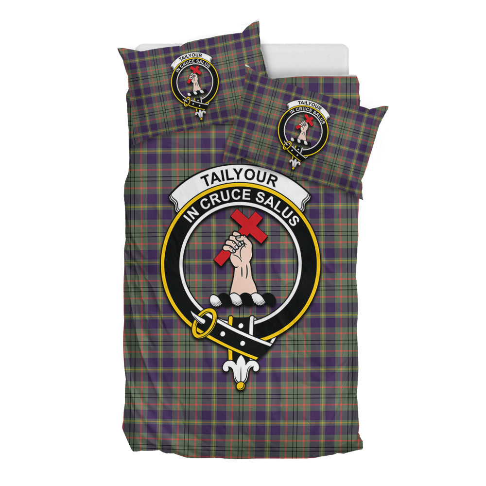 Taylor Weathered Tartan Bedding Set with Family Crest - Tartan Vibes Clothing