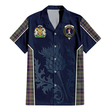 Taylor Weathered Tartan Short Sleeve Button Up Shirt with Family Crest and Scottish Thistle Vibes Sport Style