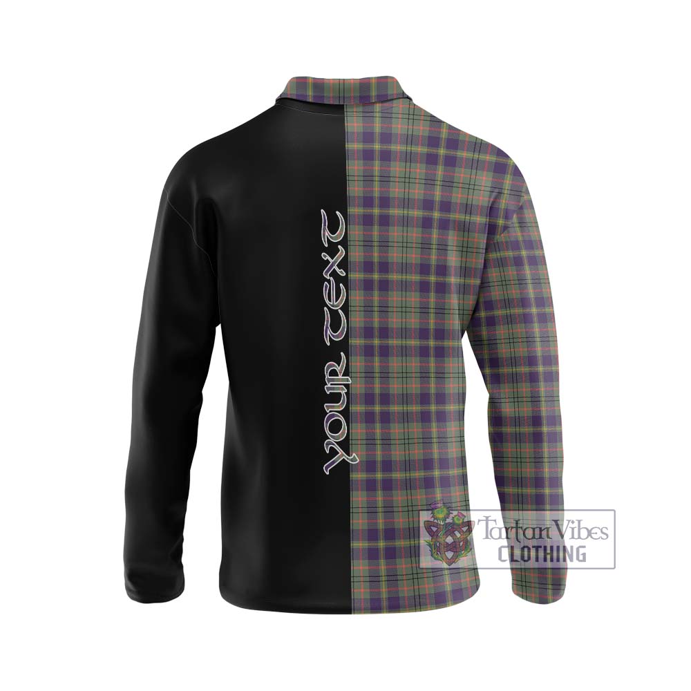 Taylor Weathered Tartan Long Sleeve Polo Shirt with Family Crest and Half Of Me Style - Tartanvibesclothing Shop