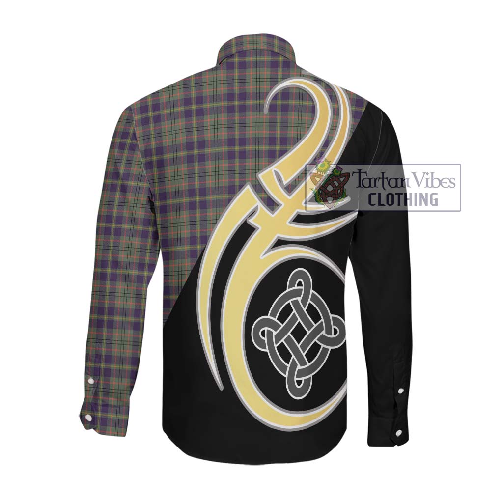 Taylor Weathered Tartan Long Sleeve Button Shirt with Family Crest and Celtic Symbol Style Men's Shirt - Tartan Vibes Clothing