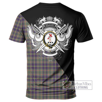 Taylor Weathered Tartan T-Shirt with Family Crest and Military Logo Style